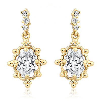 1,13 Karat Oval Tanzanit Vintage Pırlanta Küpe (1)