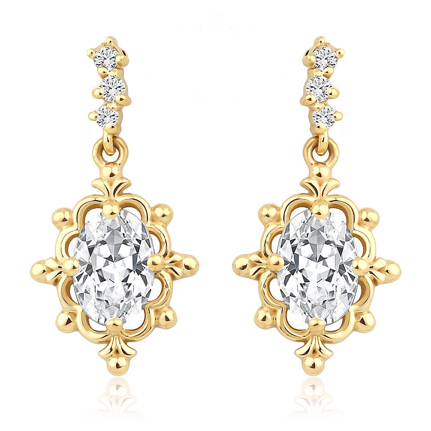 1,13 Karat Oval Tanzanit Vintage Pırlanta Küpe - 2