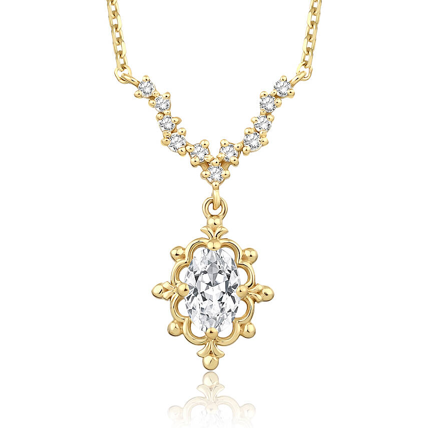 O,60 Karat Oval Tanzanit Vintage Pırlanta Kolye - 2