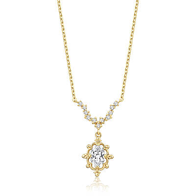O,60 Karat Oval Tanzanit Vintage Pırlanta Kolye